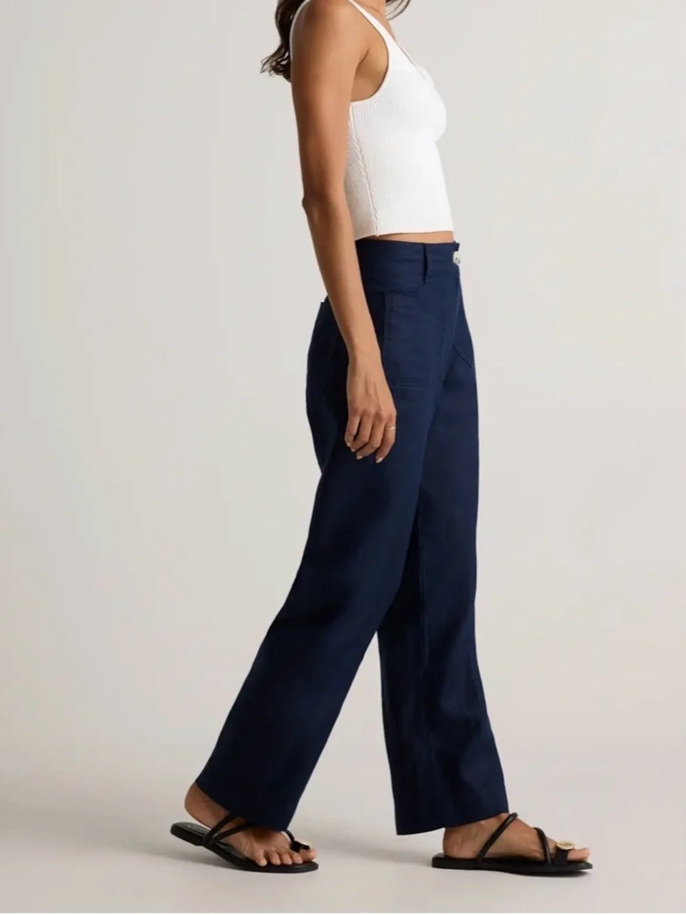 Quince 100% European Linen Patch Pocket Wide Leg Pants